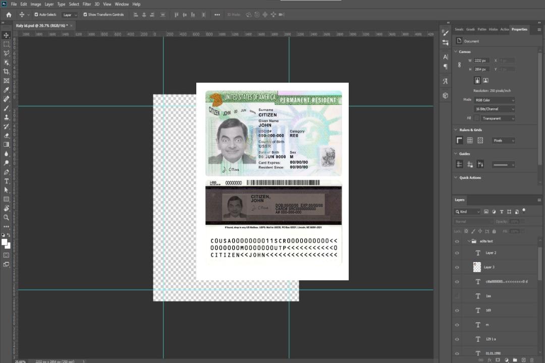 Carte verte américaine, carte de résident permanent template Carte verte américaine, carte de résident permanent template